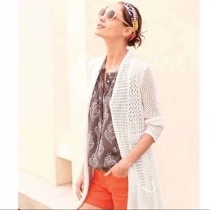 Anthropologie Angel of the North White Mixed Knit Open Cardigan